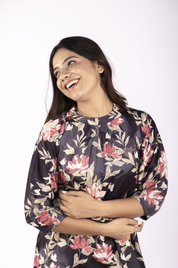 BLACK MODAL FLORAL DRESS